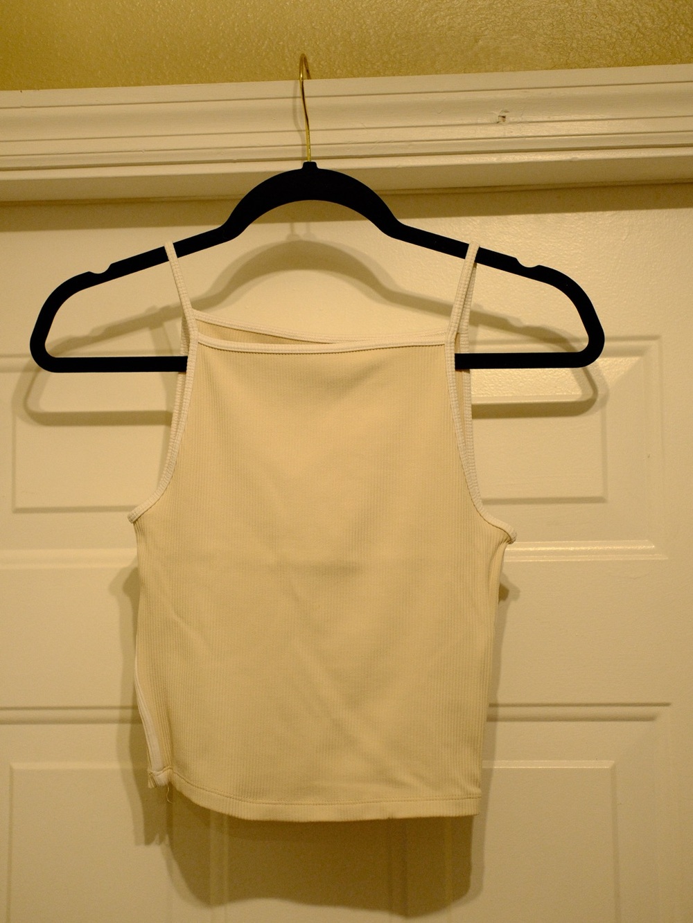 Abercrombie & Fitch Cream Ribbed Square-Neck Camisole